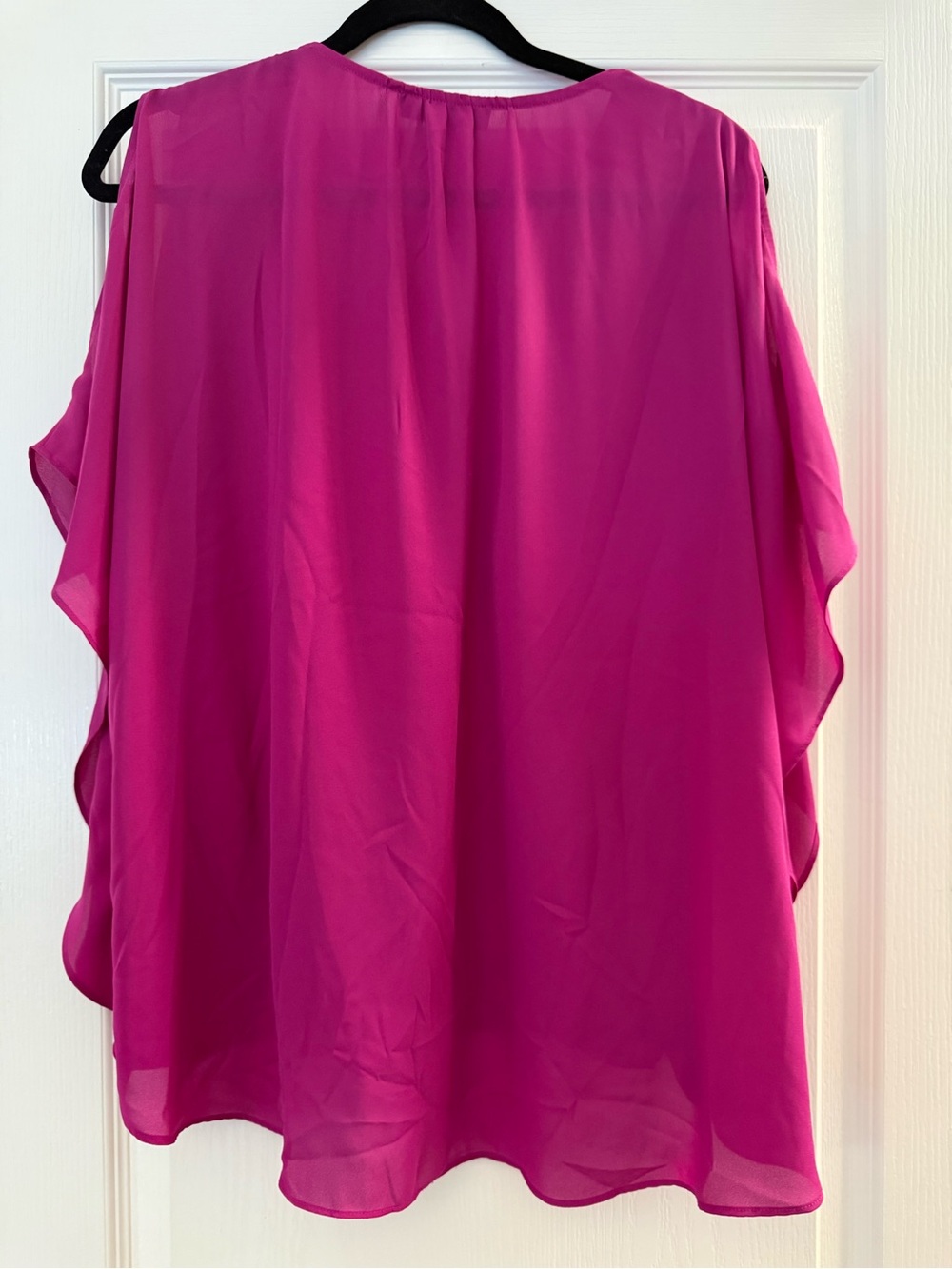 INC International Concepts Hot Pink Draped V-Neck Blouse - Picture 2 of 3